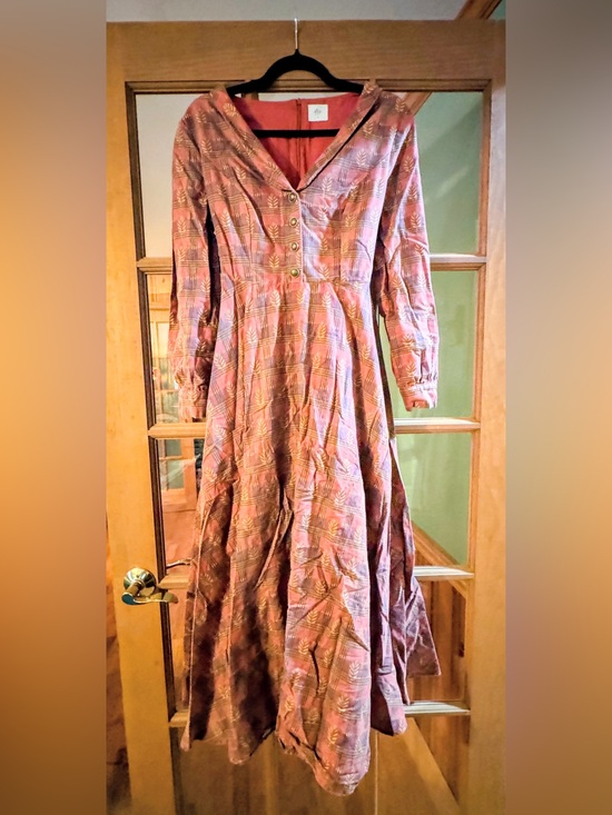 Chillinen/Linen Vibes Dresses & Skirts - Long-Sleeve Red Patterned Maxi Dress